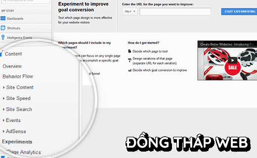 Thiết lập Content Experiment trong Google Analytics