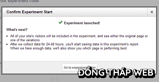 khởi động A/B split testing content experiment của bạn