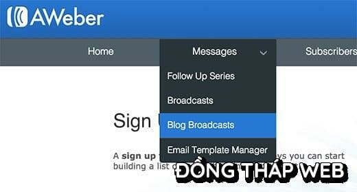 đăng ký email bằng aweber