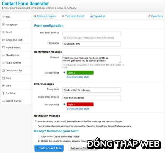 Contact Form Generator - phần mềm thiết kế form
