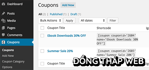 Lấy coupon shortcode