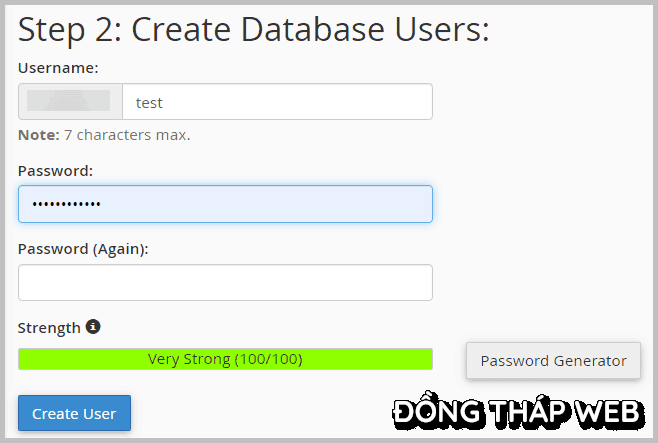 tạo database user