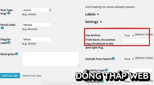 Tạo Custom Post Type Archive Page
