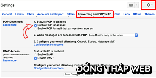 Thiết lập POP3 cho email của bạn