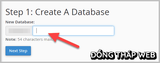 đặt tên cho database mới