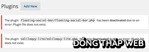 những plugin đã tồn tại sẵn trong database