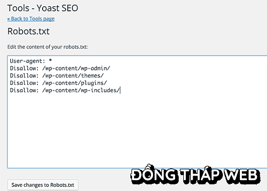 Sử dụng Yoast SEO để chỉnh sửa file robots.txt