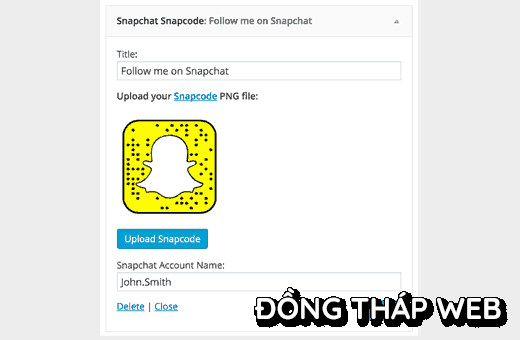 Sử dụng Snapchat snapcode widget